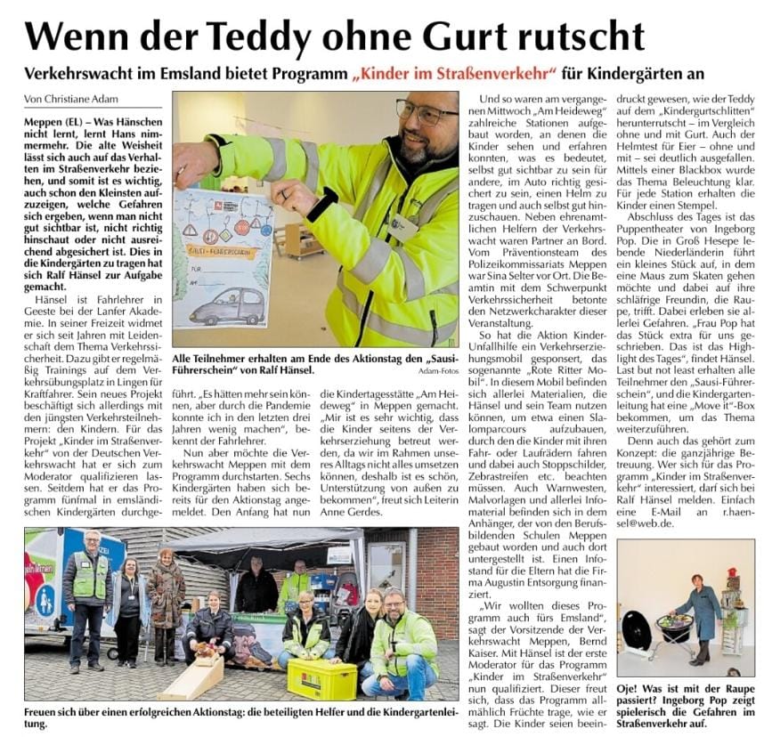Wenn der Teddy ohne Gurt rutscht